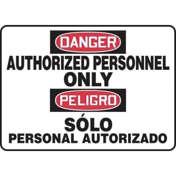 Accuform AUTHORIZED PERSONNEL ONLY, Aluminum, 20 in x 14 in, Hole Mount SBMADC840VA - main